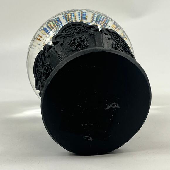 Gothic Skull Bust Musical Waterglobe Black Pedestal Halloween Decor 7.5 In - Picture 6 of 12